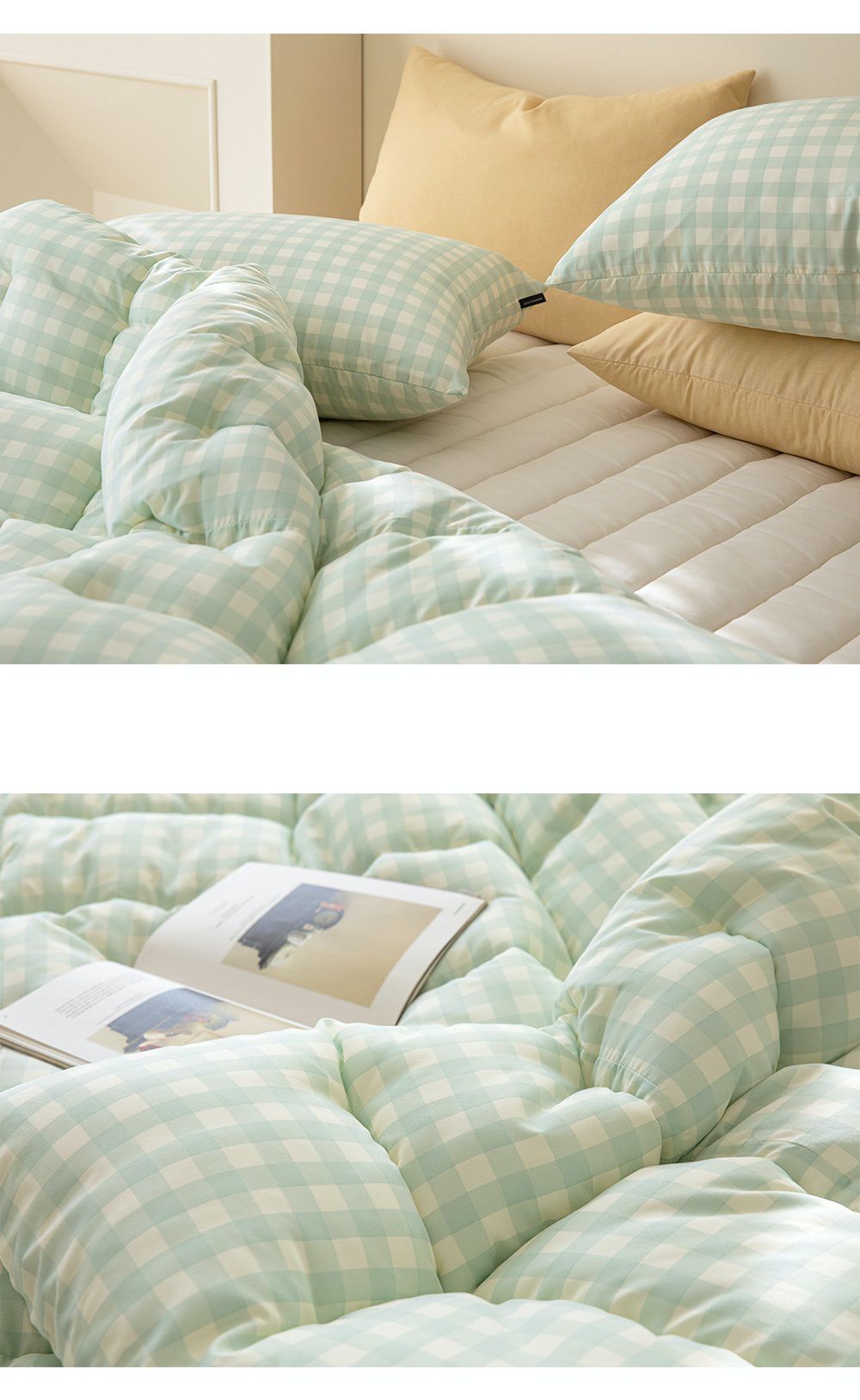 韓國 Maatila - 可水洗超細纖維桃皮感四季被-綠茶鬆餅