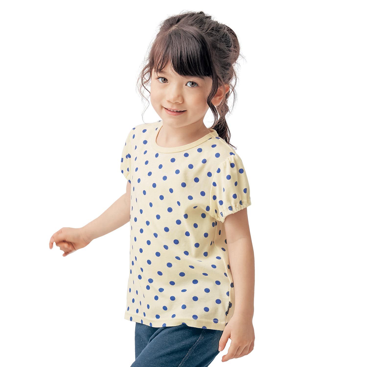 日本千趣會 - GITA 純棉百搭泡泡袖短T-滿版蘋果-米