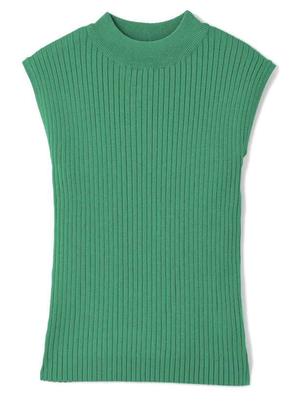 日本 GRL - 圓領百搭彈性無袖上衣-黑