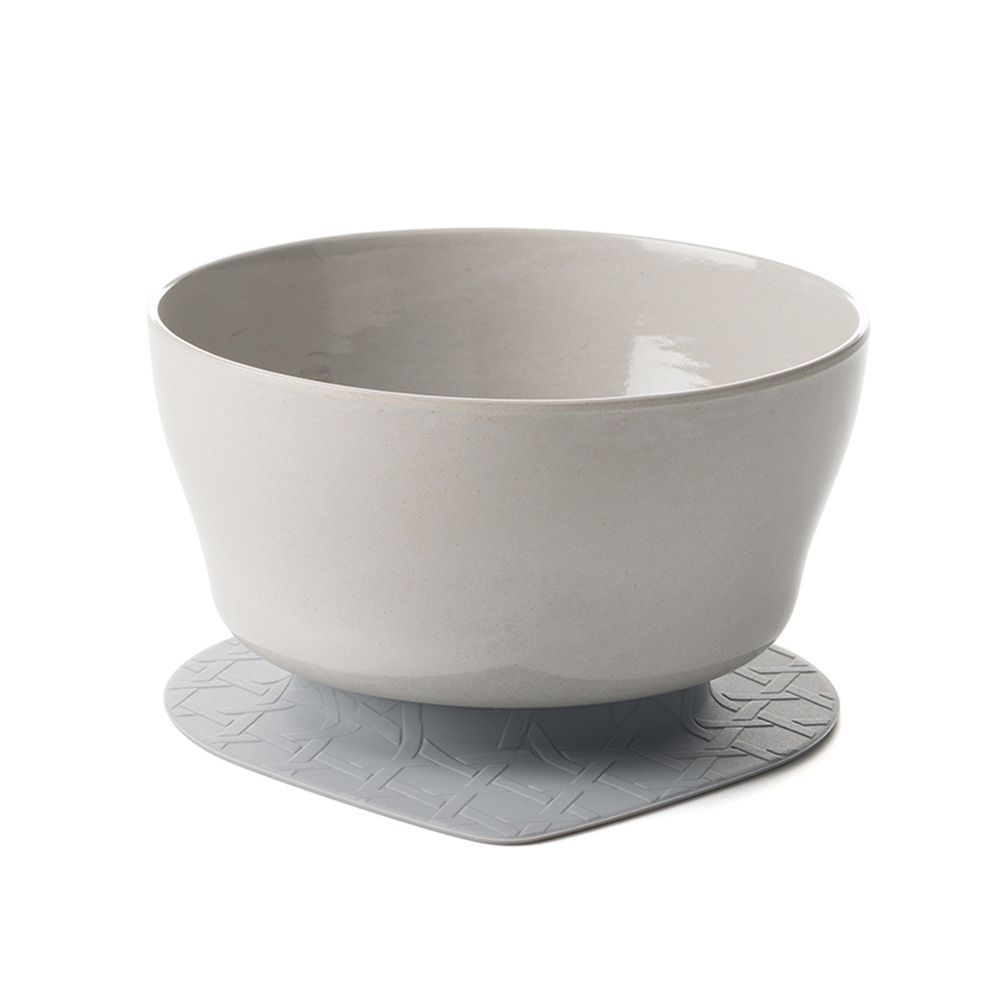 美國Miniware - 微兒天然寶貝用品系列-麥片碗組-芝麻冰淇淋-竹纖維麥片碗-芝麻冰淇淋*1 矽膠防滑吸盤*1