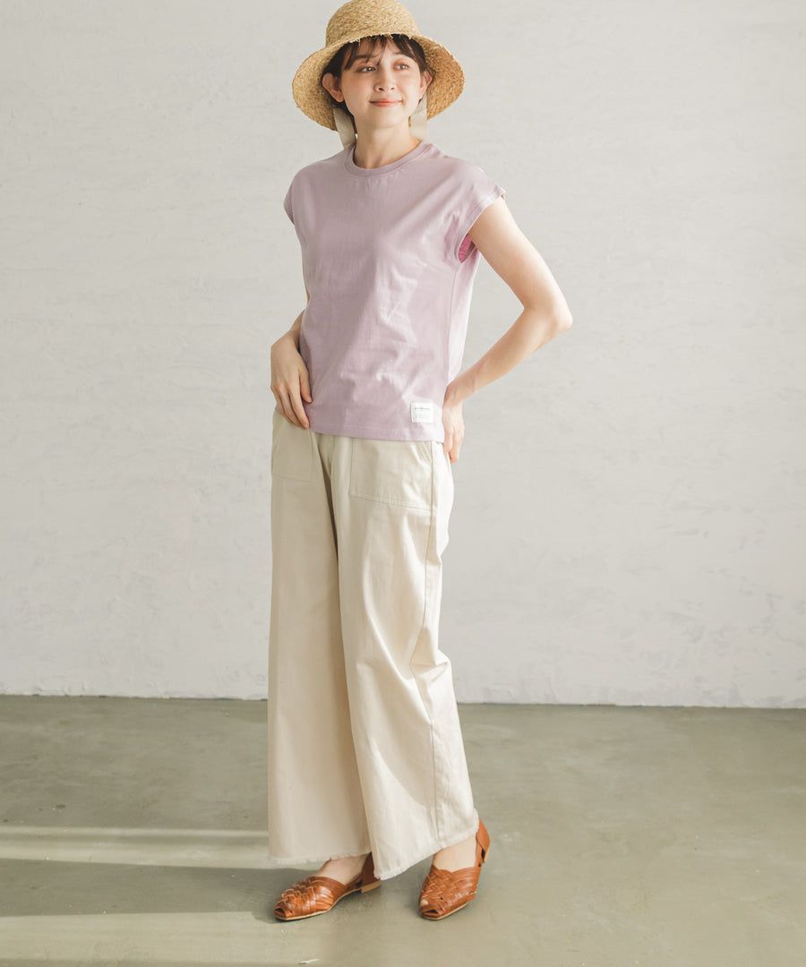 日本 PAIRMANON - 100%柔棉 一分袖短T(媽媽)-薰衣草 (FREE)