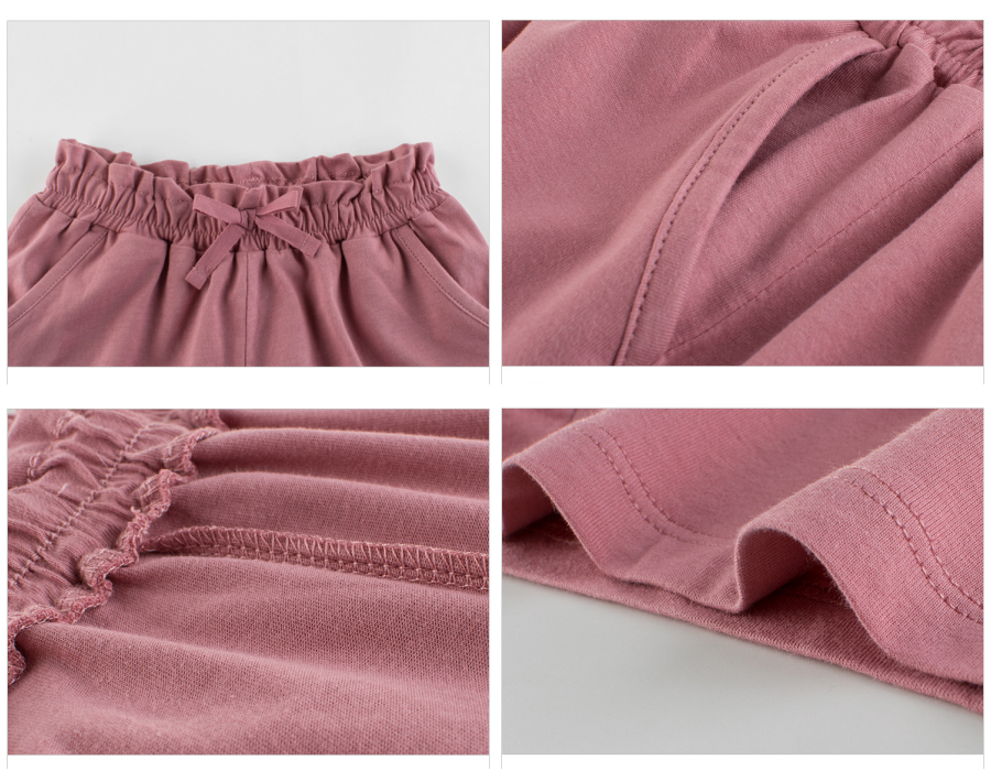花邊鬆緊純棉短褲-暗粉色