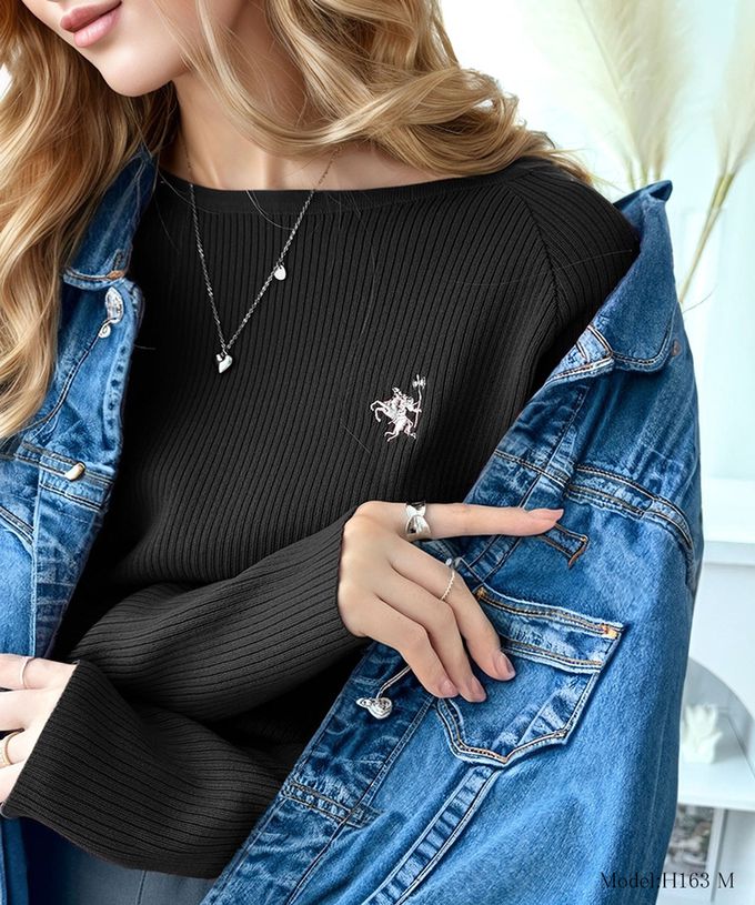 日本 Classical Elf - [必收]logo刺繡羅紋百搭長袖上衣-象牙白