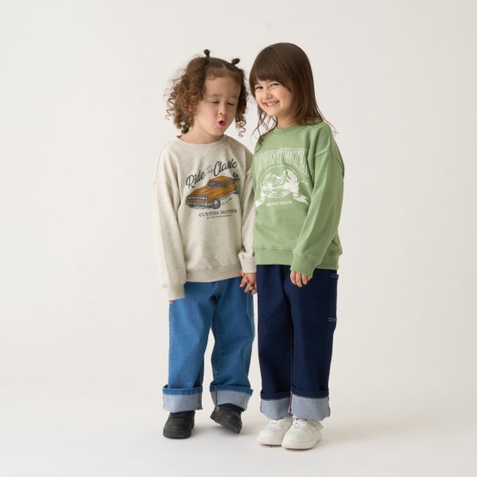 日本 b-ROOM - 舒適百搭印花長袖上衣-打棒球-淺黃