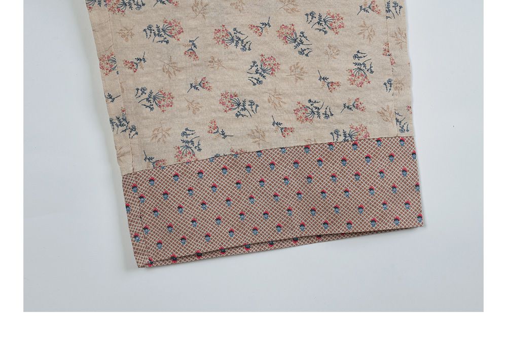 韓國 ULLALA - 復古碎花長褲睡衣(兩件式) (FREE)