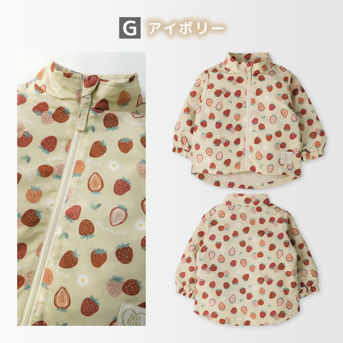 日本 ZOOLAND - 撥水加工 防風刷毛鋪棉外套-小碎花-象牙杏