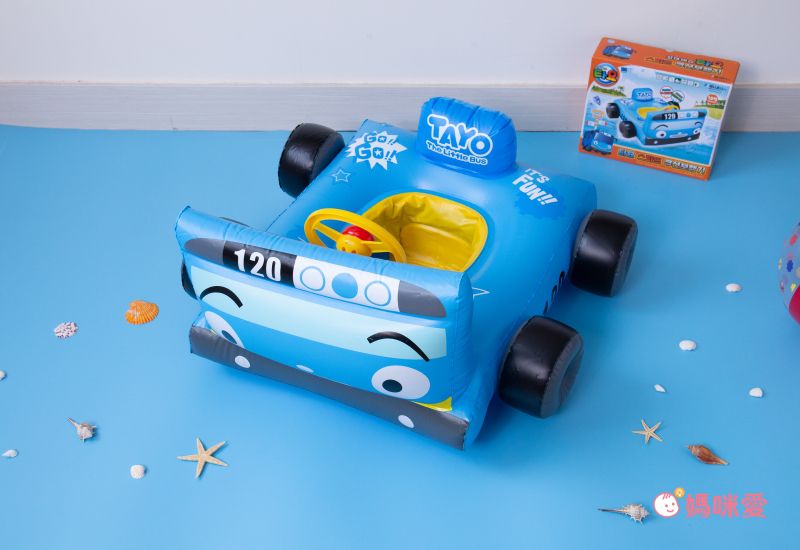 韓國 Winnie Connie - Tayo小巴士立體坐圈-贈手動式打氣筒1入(顏色隨機) (適用：2-7歲；10-25 公斤)