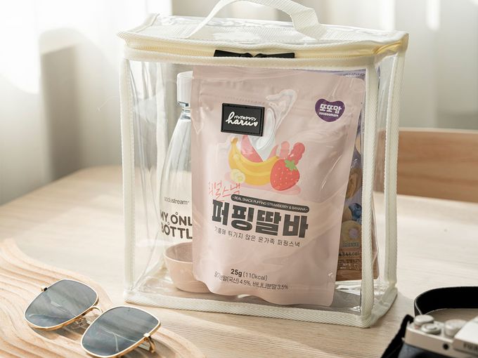 HARUhonpo 小晴天本舖 - 寶可樂收袋-外出立立袋-榛果奶(透明) (L)