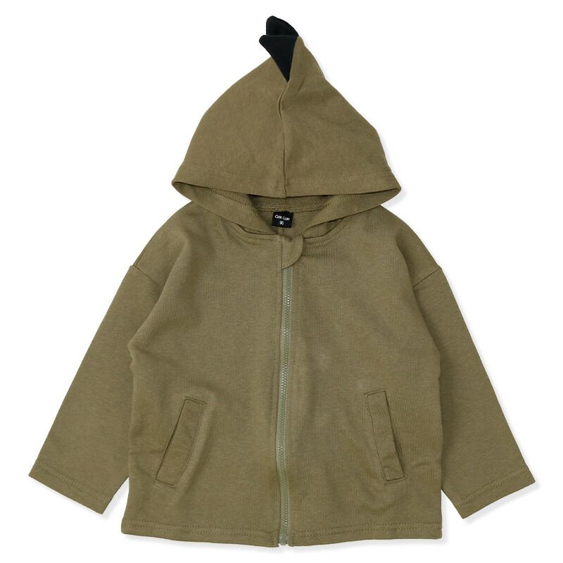 日本 ZOOLAND - 純棉動物耳朵薄外套-狐狸-橘