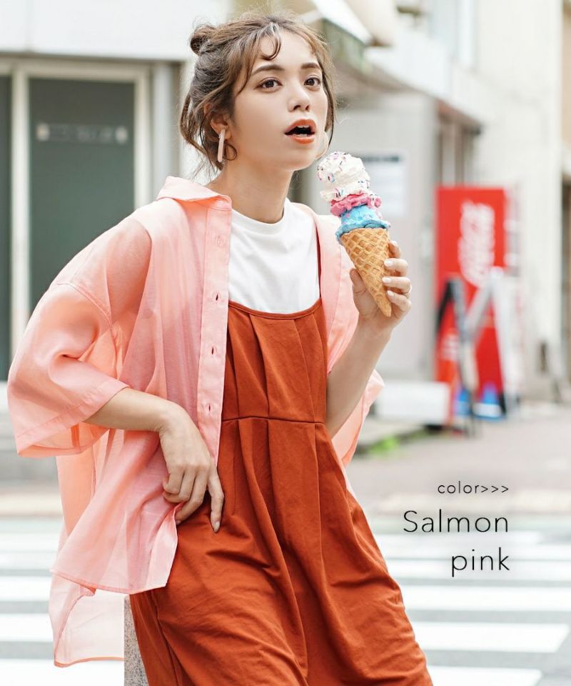 日本 zootie - 夏日時光透膚輕盈襯衫/薄外套-粉