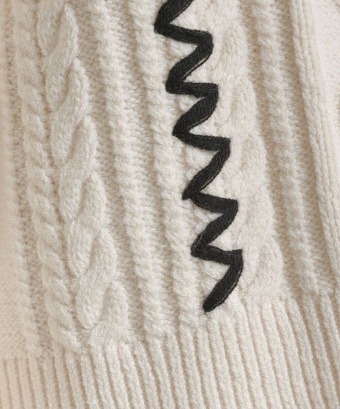 日本 ELENCARE DUE - 手工編織感柔美麻花紋理毛衣-黑