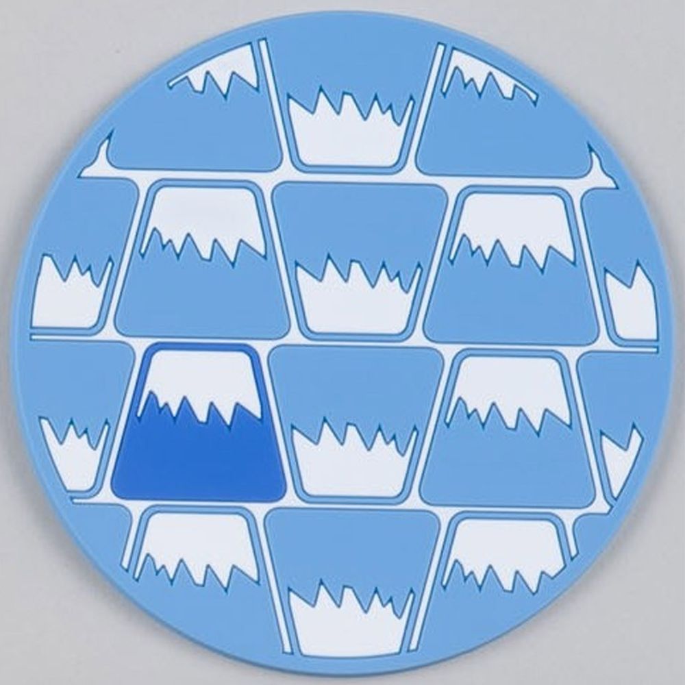 日本代購 - 和風富士山圓形杯墊-滿版撞色-藍