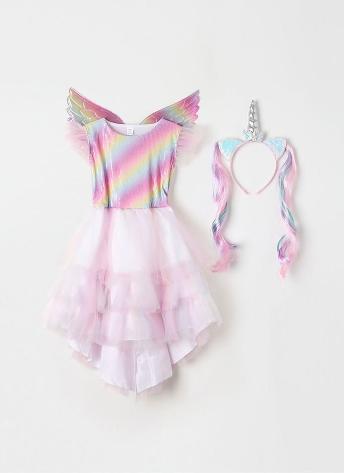 韓國 OZKIZ - 獨角獸仙子亮片洋裝(附飾品)-粉