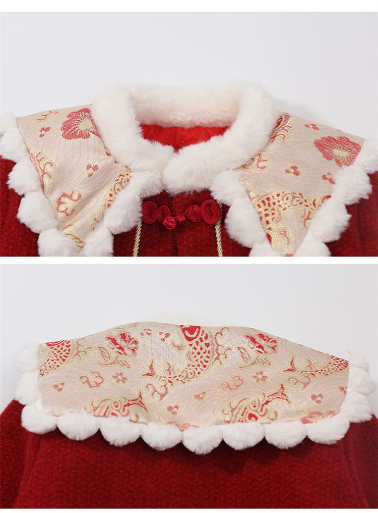 喜氣拜年翻領長袖套裝-紅色