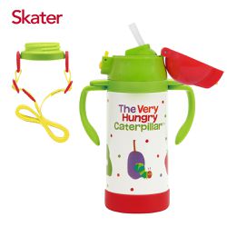 日本 SKATER - 吸管型不鏽鋼兩用杯-好餓的毛毛蟲-350ml