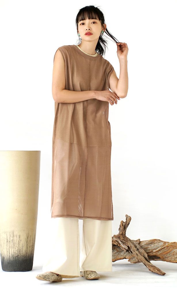 日本 zootie - 鉤針網狀穿搭長版背心-簡約黑