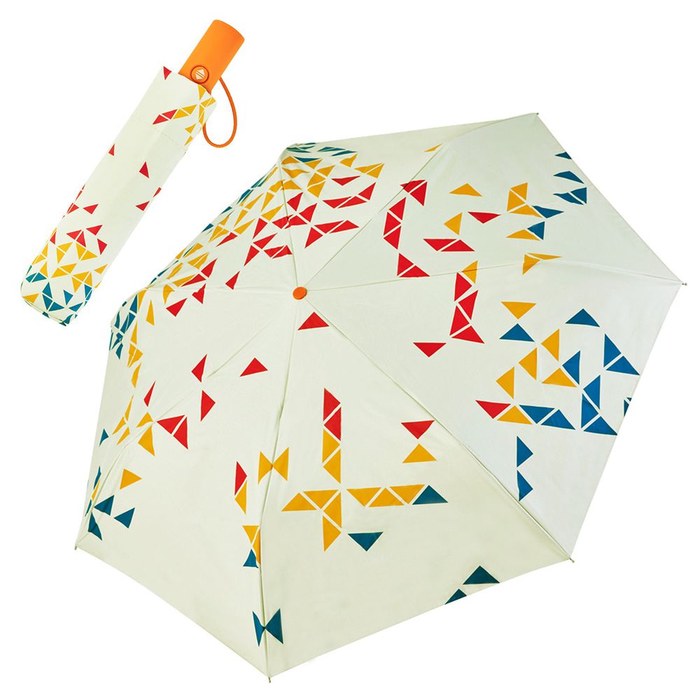 Rainstory - -8°降溫凍齡個人加大自動傘-撞色幾何-紅-自動開收傘