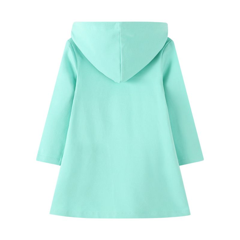 Jumping meters - 連帽棉質長袖連身大學T-微笑獨角獸-果綠色