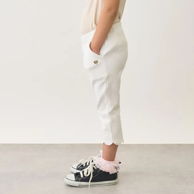 日本 Lycee mine - 下擺可愛貝殼彈力七分褲-青翠綠