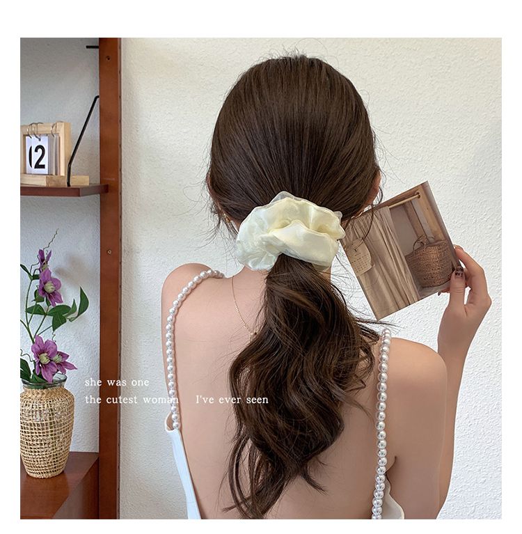 森林系雙層網紗大腸圈/髮圈-咖啡色