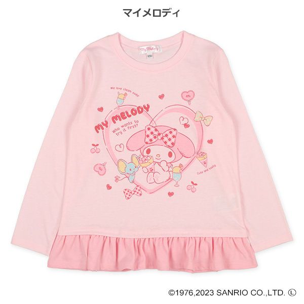 日本西松屋 - 三麗鷗 圓領印花長袖上衣-庫洛米-粉紫