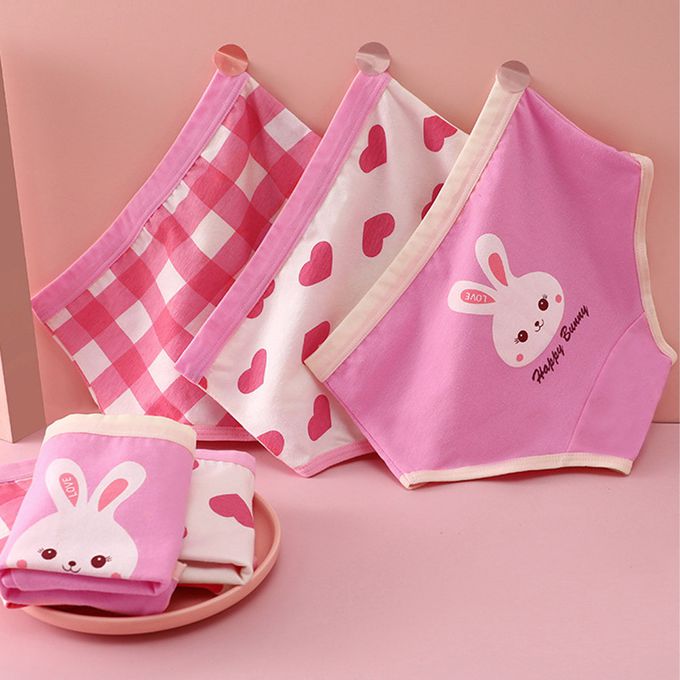 小 pipi - 有機純棉兒童三角內褲3件組_女童-愛心兔兔