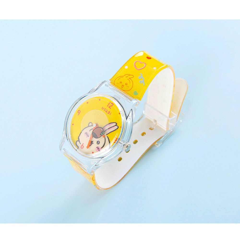 卡通人物吉伊卡哇圖案指針手錶-卡通人物烏薩奇-黃