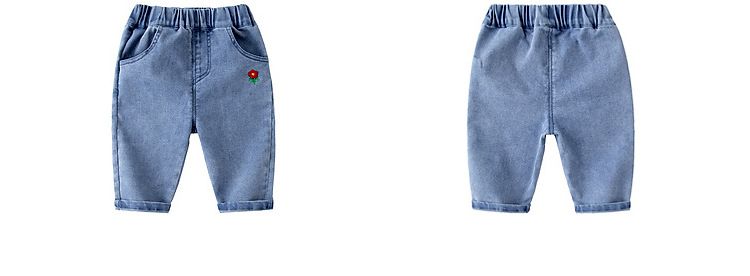 帥氣牛仔長褲-小花