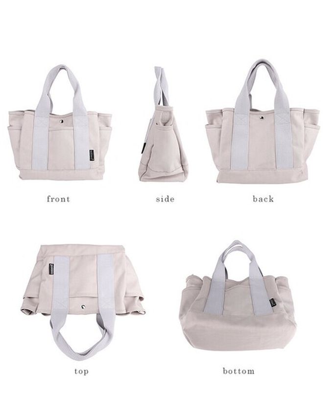 日本 LIZDAYS - 多格層帆布2way肩背/手提包-黑 (29x24x14cm)