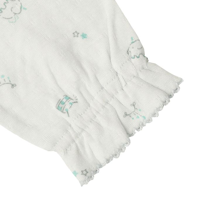 akachan honpo - 長袖蓬鬆有機棉連身衣-淺綠色 (50～70cm)