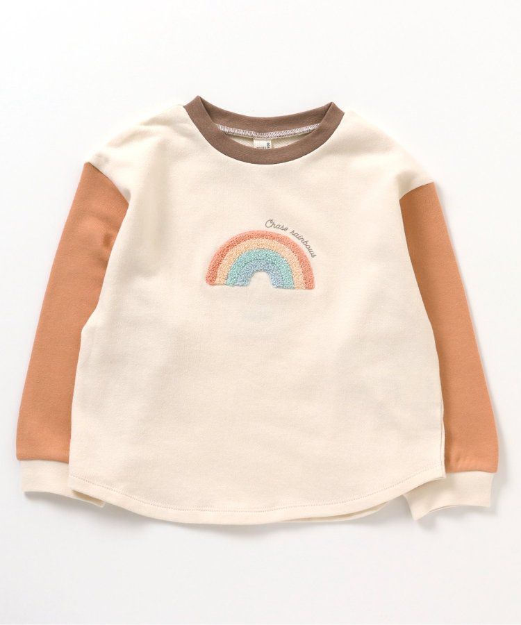 日本 apres les cours - 刺繡童趣印花圓領長袖上衣-草莓蛋糕-摩卡