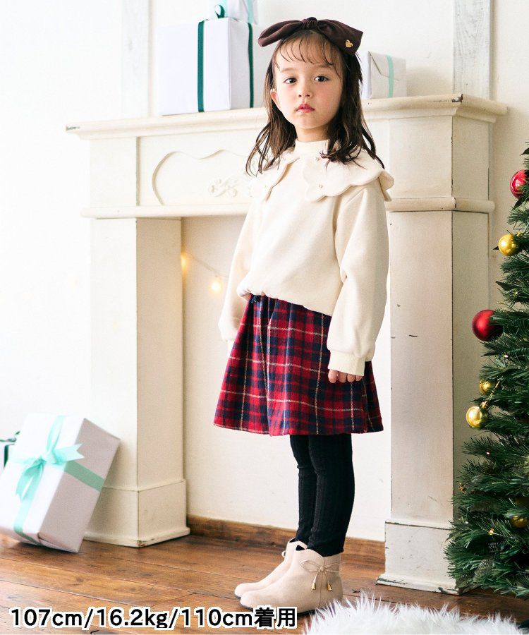 日本 apres les cours - 燈芯絨甜美冬季褲裙-紅格紋