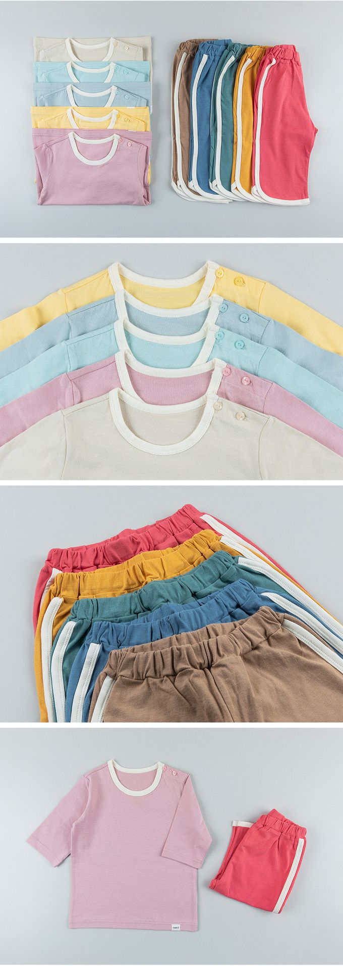 韓國 Cordi-i - 無螢光棉透氣七分袖家居服-素面-杏X卡其