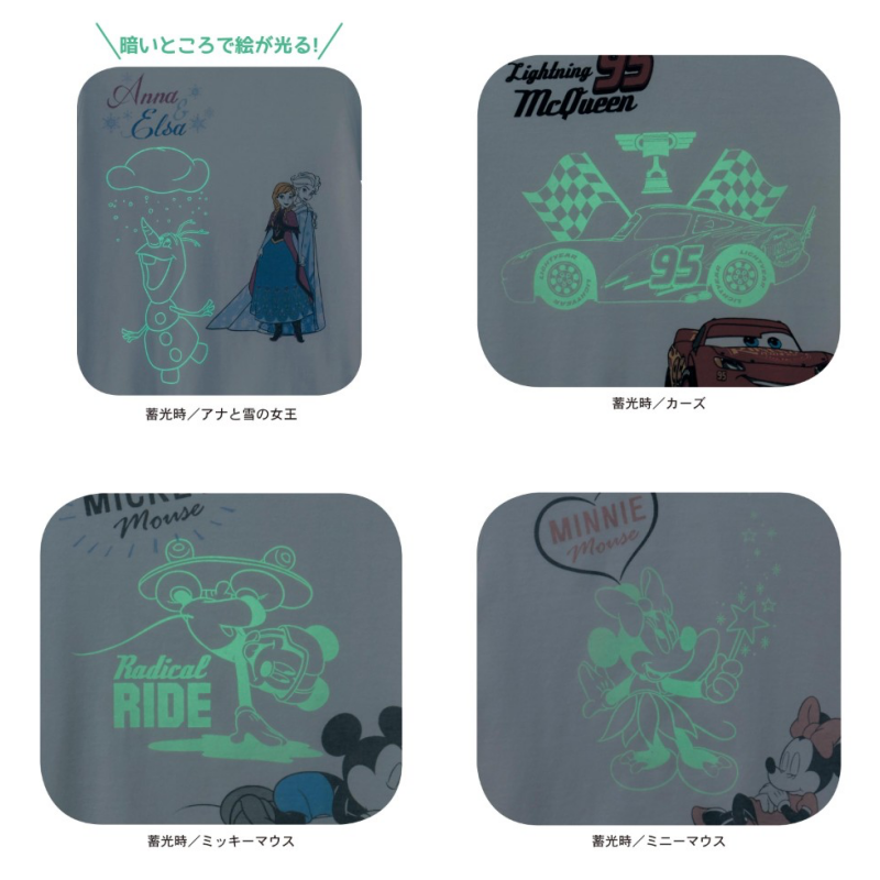 日本千趣會 - 迪士尼印花短袖家居服(夜光設計)-睡覺米奇-水藍