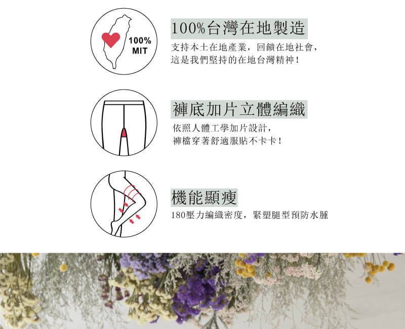 貝柔 Peilou - 180D加壓塑腿刷毛九分內搭