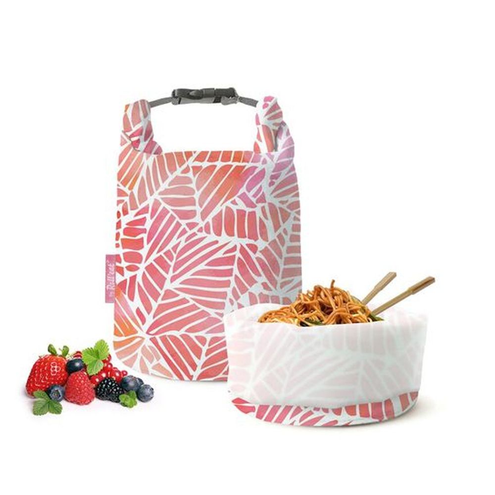 西班牙 Roll’eat - 桶裝食物袋/輕食袋/零食袋/食品級耐熱/防水耐油-粉紅葉子-2.5ml/50g
