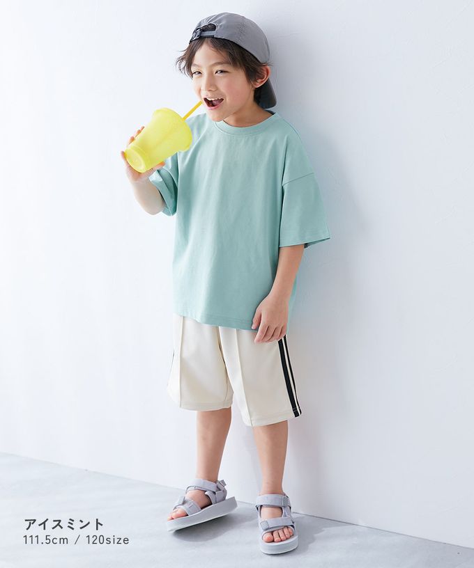 日本 devirock - 接觸涼感 落肩廓形素色短袖上衣-淺灰