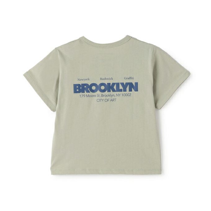 日本 petit main - 100%棉 清新印花短袖上衣-BROOKLYN-薄荷綠