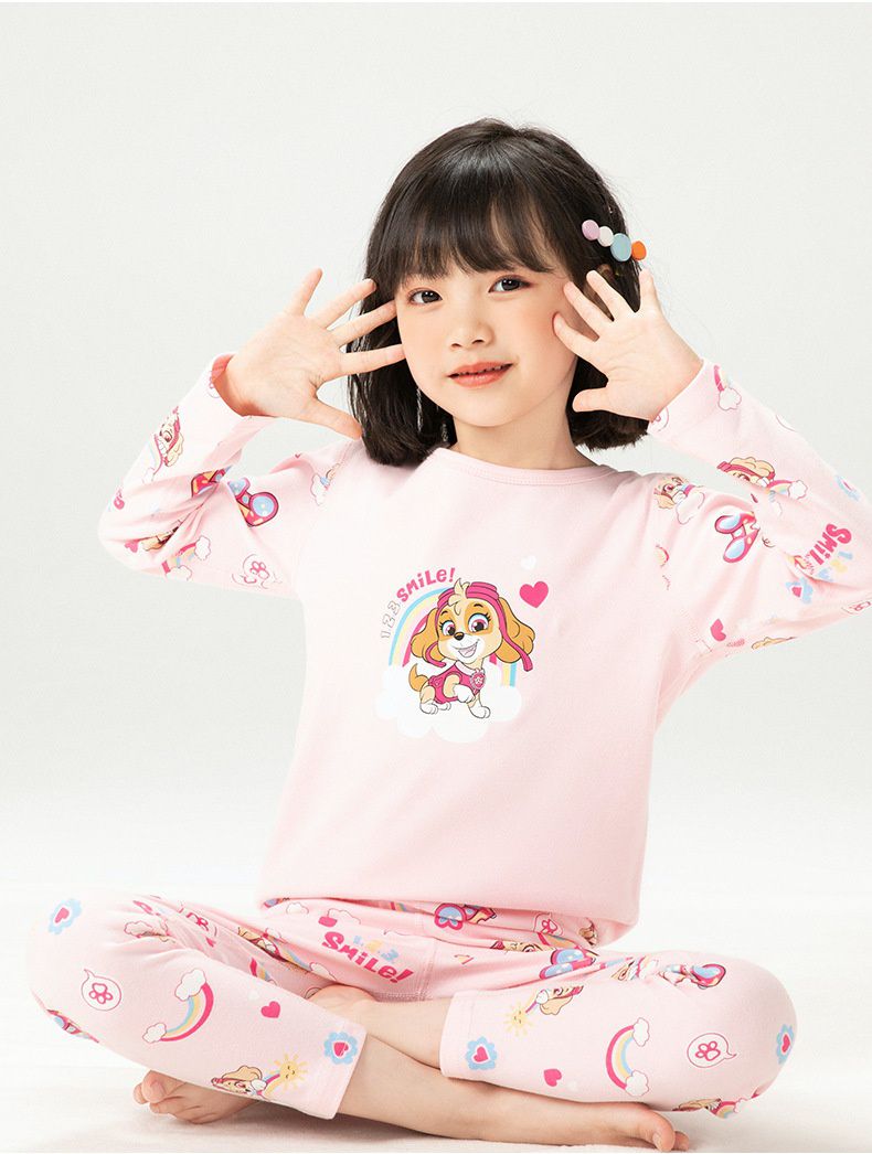 純棉卡通長袖家居服/睡衣(加絨款)-卡通人物汪汪隊-天天-粉色