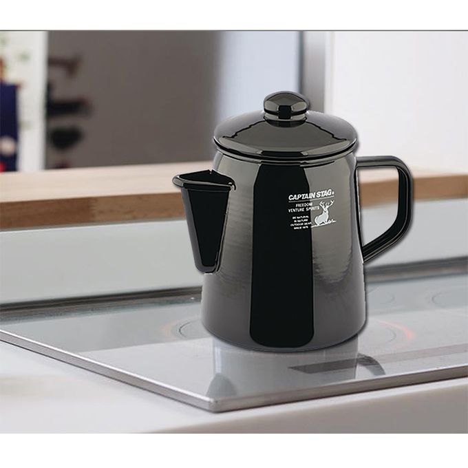 日本CAPTAIN STAG - CS經典黑鹿琺瑯茶壺750ml-黑色