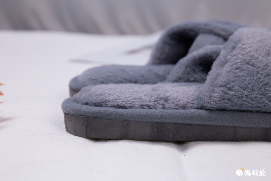 毛毛保暖室內拖鞋-交叉綁帶款-粉色