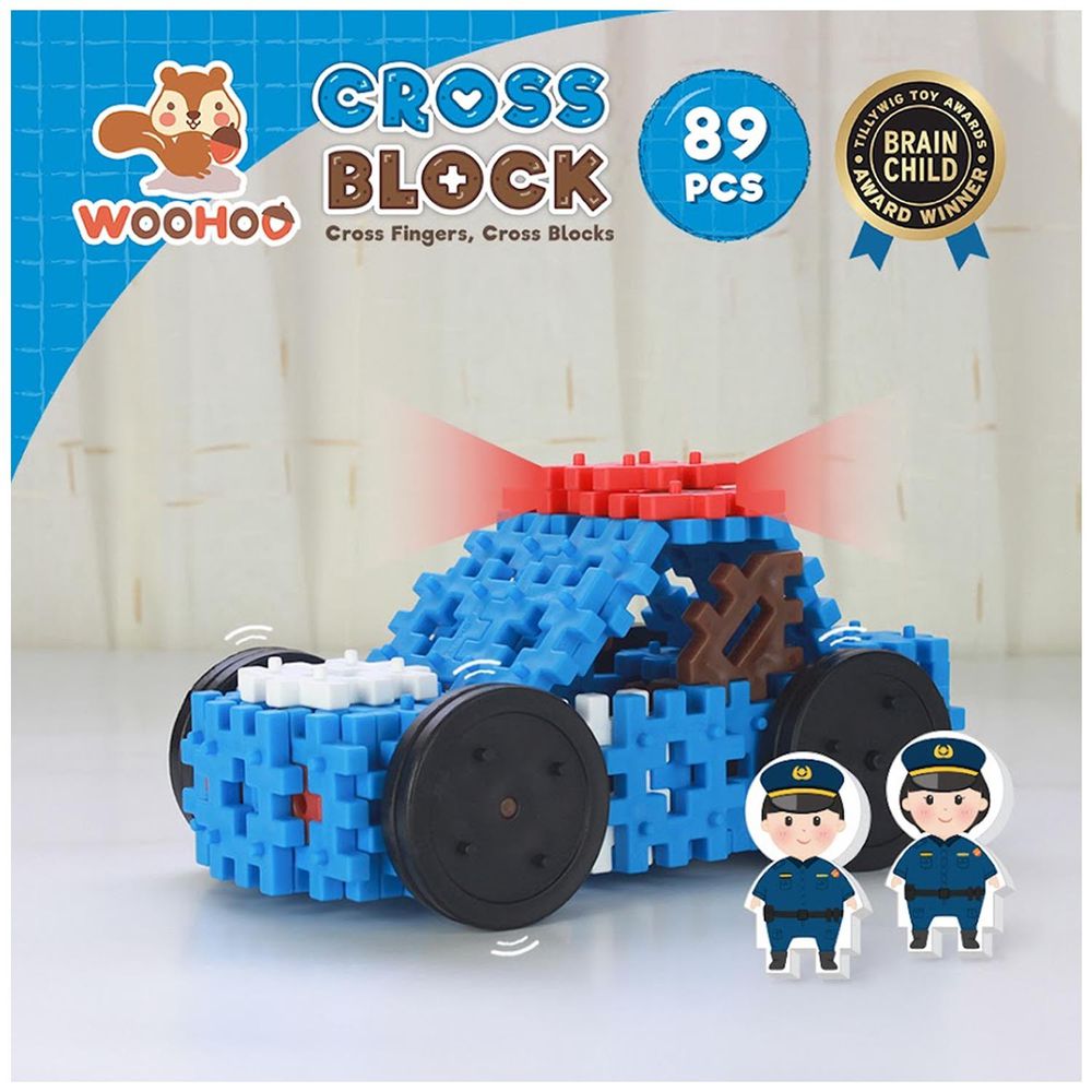 WOOHOO - CROSS BLOCK 心心積木交通組 - 警車-89PCS