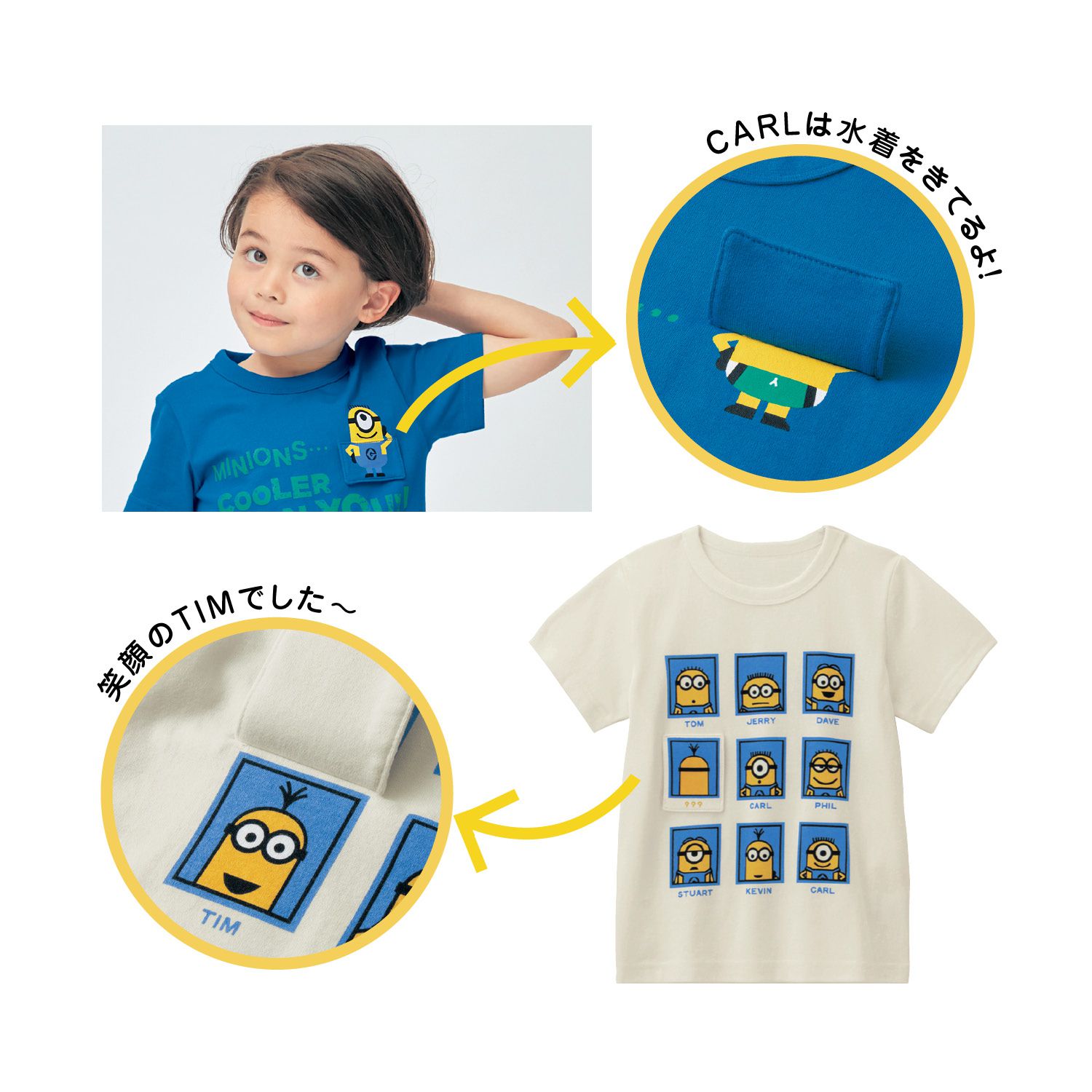 日本千趣會 - minions天竺棉短T-翻翻樂-白