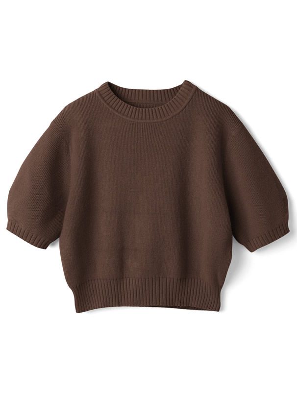 日本 GRL - 百搭短版五分袖針織上衣-灰粉