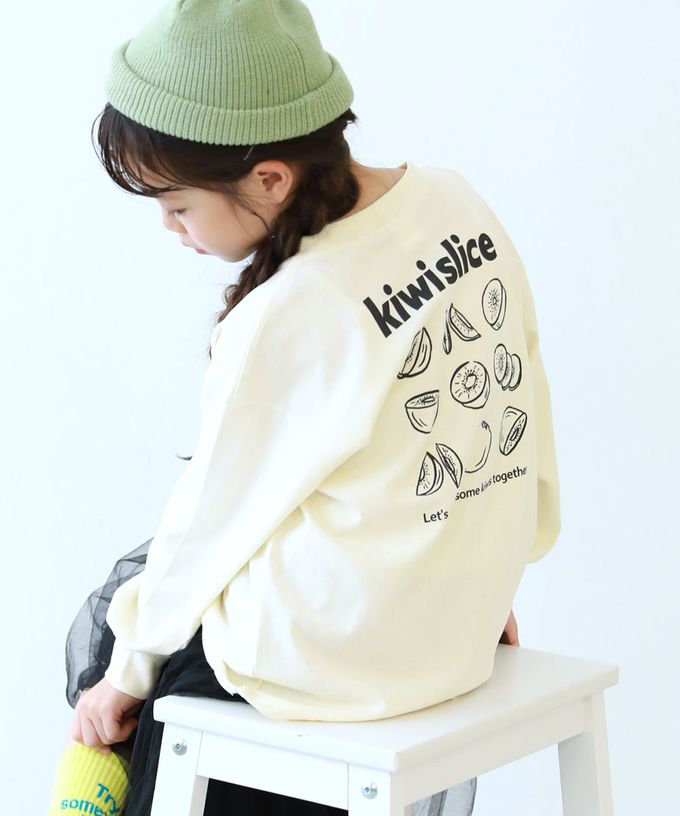 日本 devirock - 100%棉 印花寬鬆長袖T恤-義大利麵標語-白