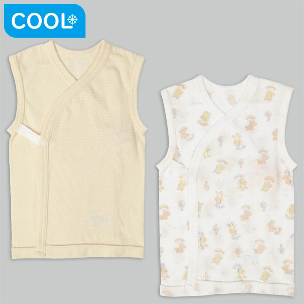 無袖網眼肚衣2件組按扣款-降落傘-黃色 (60cm)