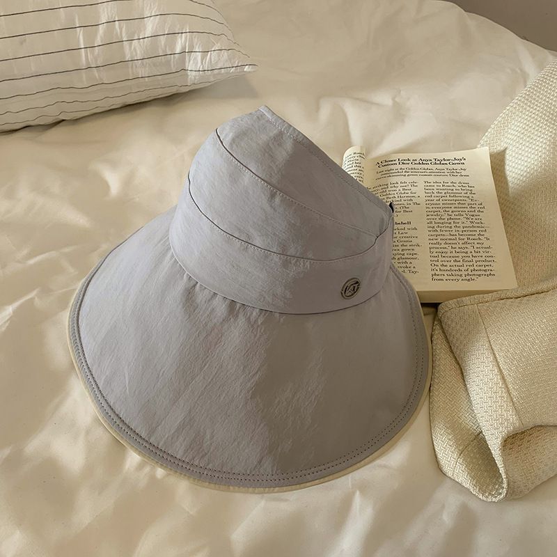 黑膠涼感防紫外線大帽簷空頂遮陽帽-可調節款-黑色