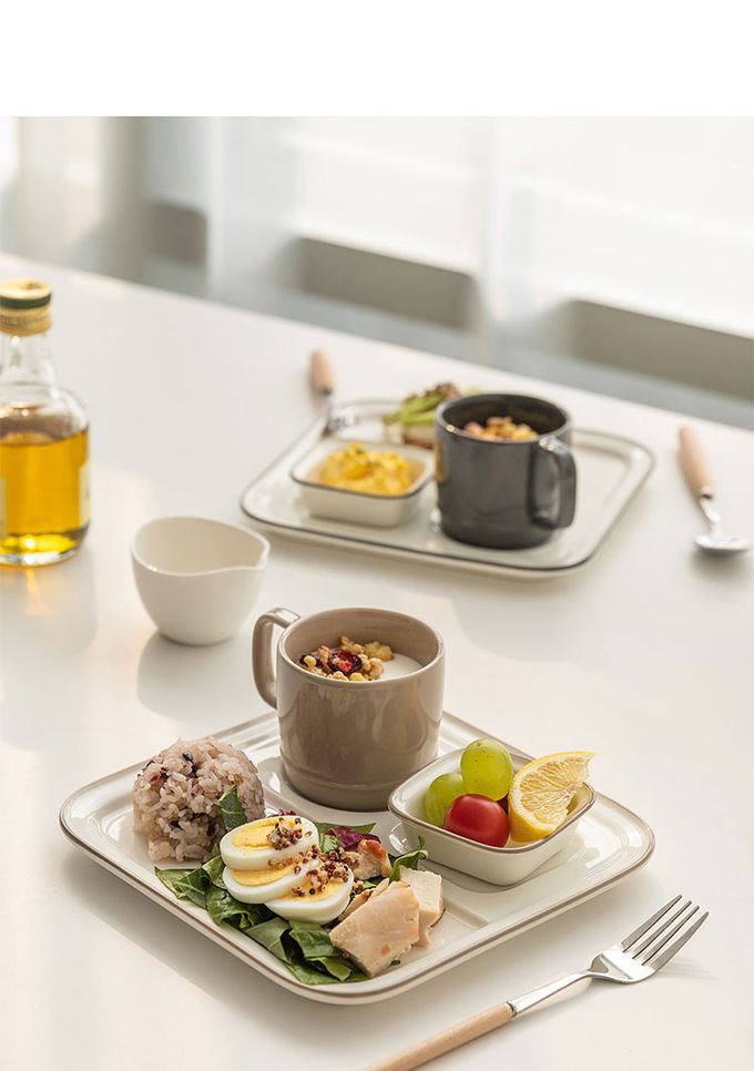 韓國 SSUEIM - RUNDAY系列個人早午餐陶瓷杯盤3件組 (奶茶色)