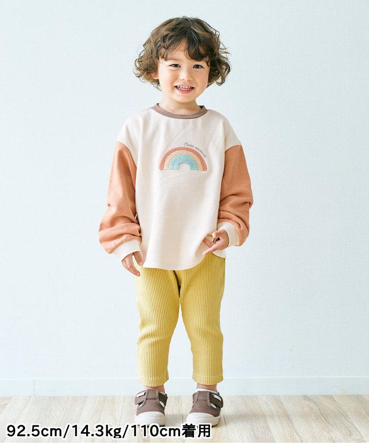 日本 apres les cours - 刺繡童趣印花圓領長袖上衣-草莓蛋糕-摩卡