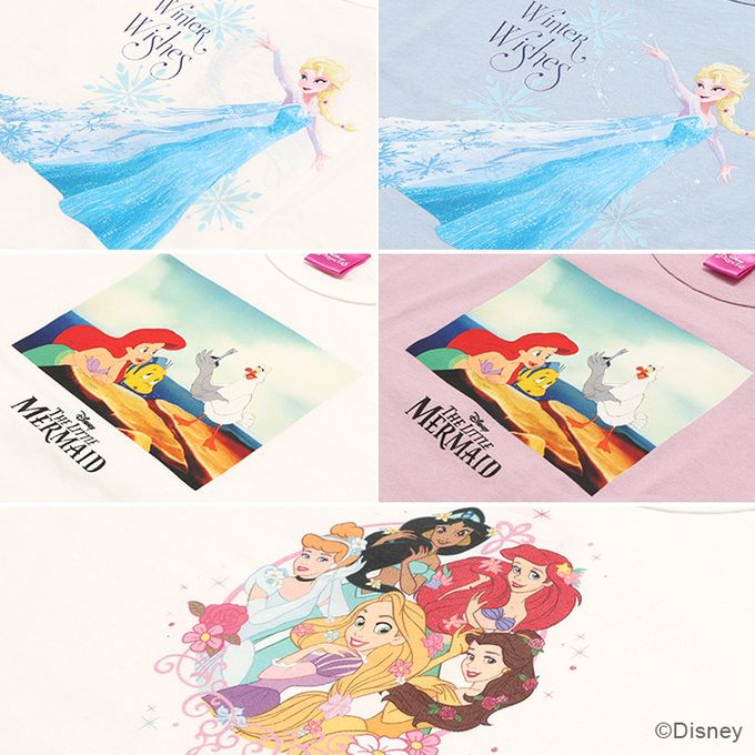 日本 Chil2 - 聯名款 100%棉印花短袖上衣-卡通人物艾莎-白